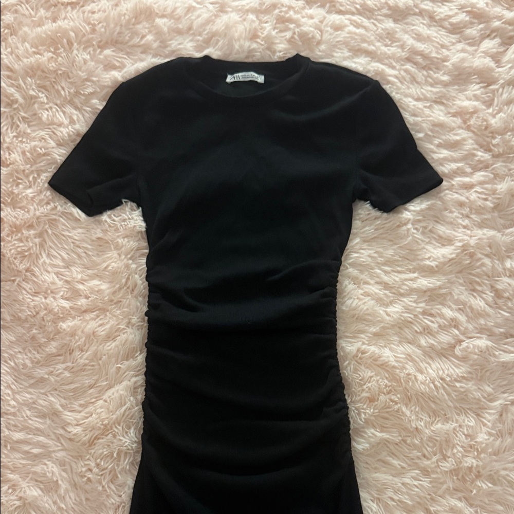 Zara Black Maxi Dress with Short Sleeves